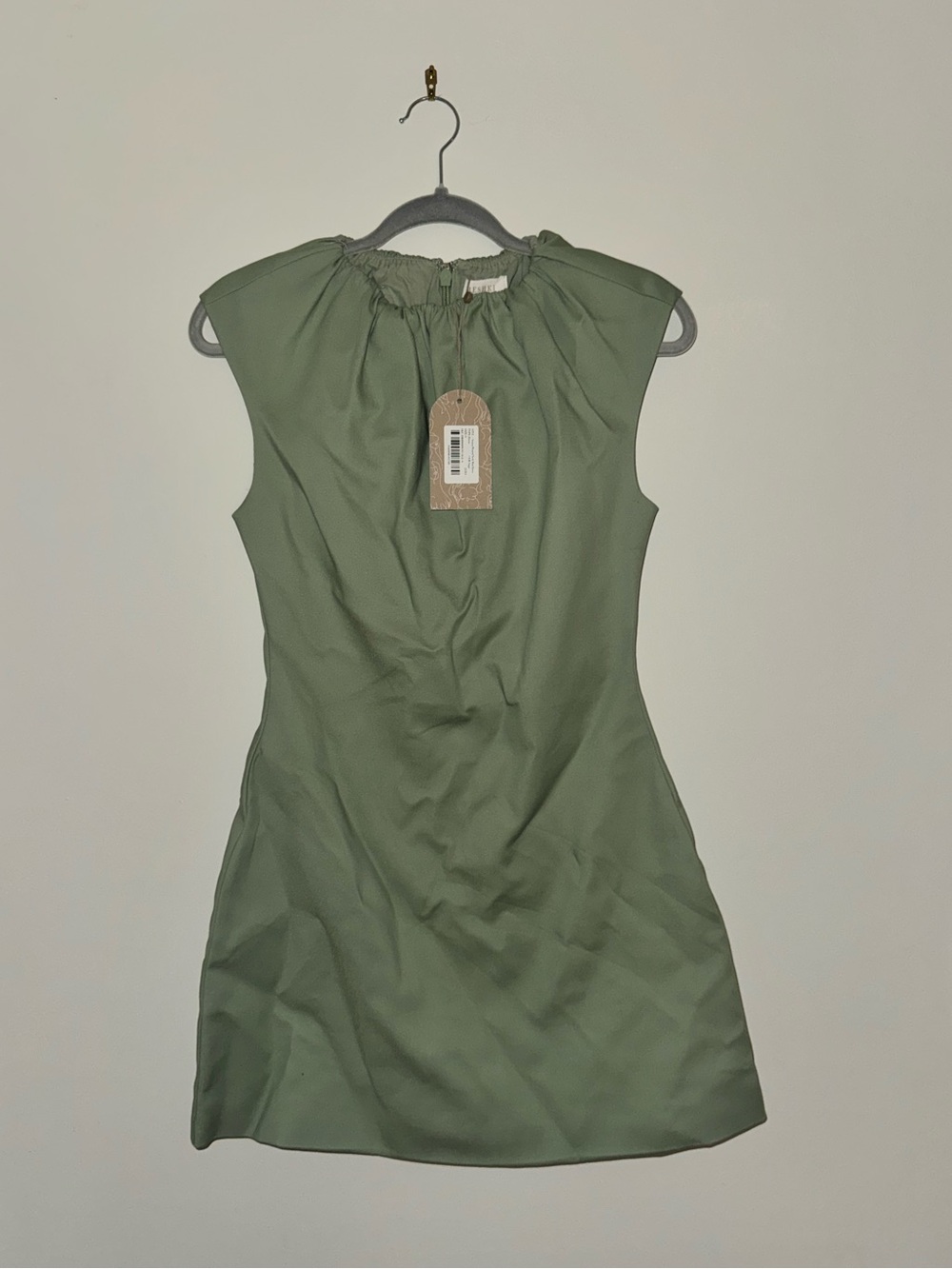 NWT Meshki Olive Green Mini Dress with Gathered Neck